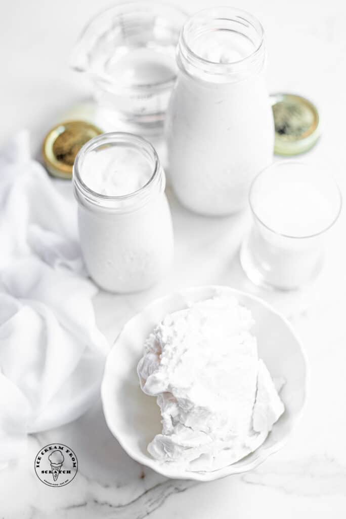 top down view of ingredients in coconut sorbet