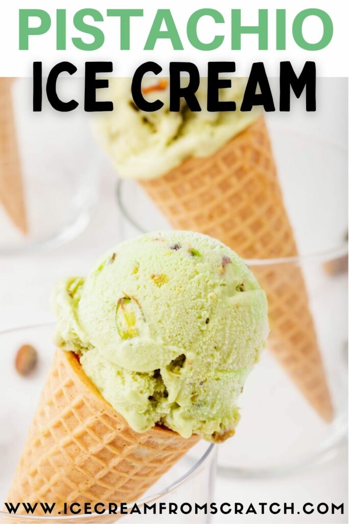 Two Glasses with cones of pistachio ice cream in them.