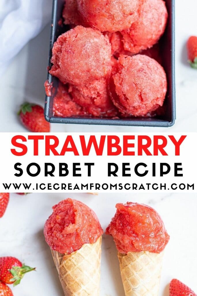 pinterest pin collage for strawberry sorbet