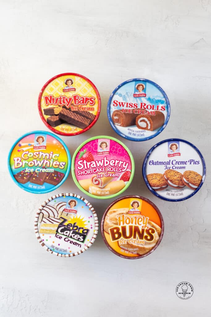 Top down view of little Debbie ice creams