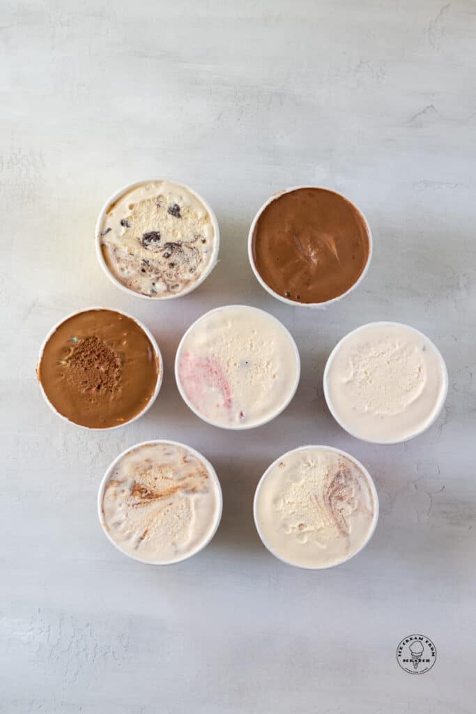 Top down view of little Debbie ice creams no lids
