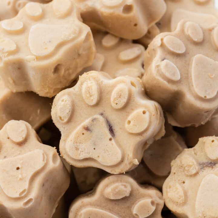 Paw print shaped frozen dog ice cream treats.