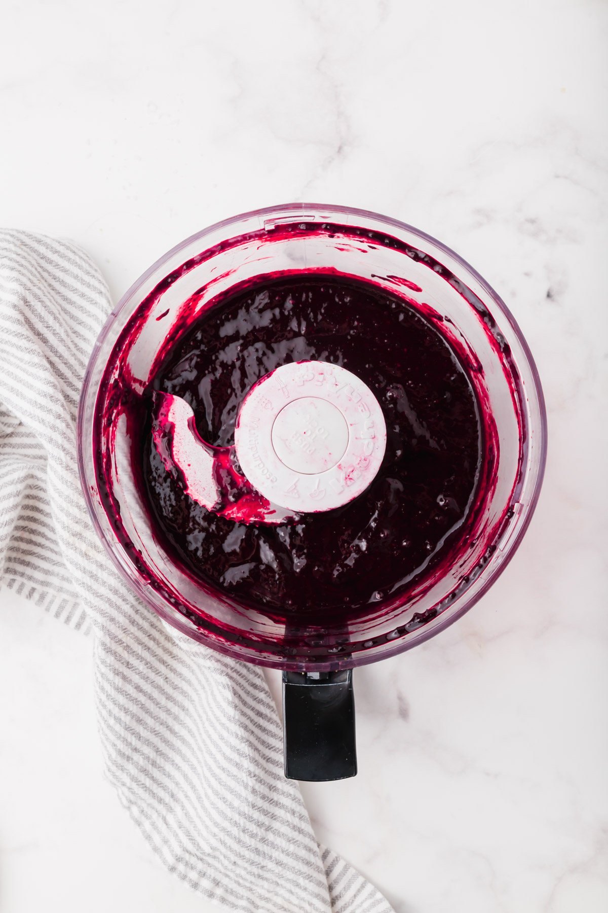 blackberries pureed in a food processor