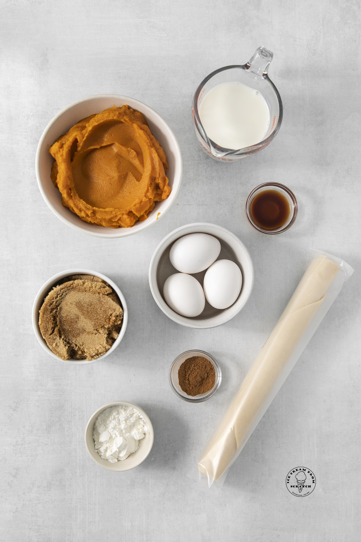 The ingredients in pumpkin pie without evaporated milk.
