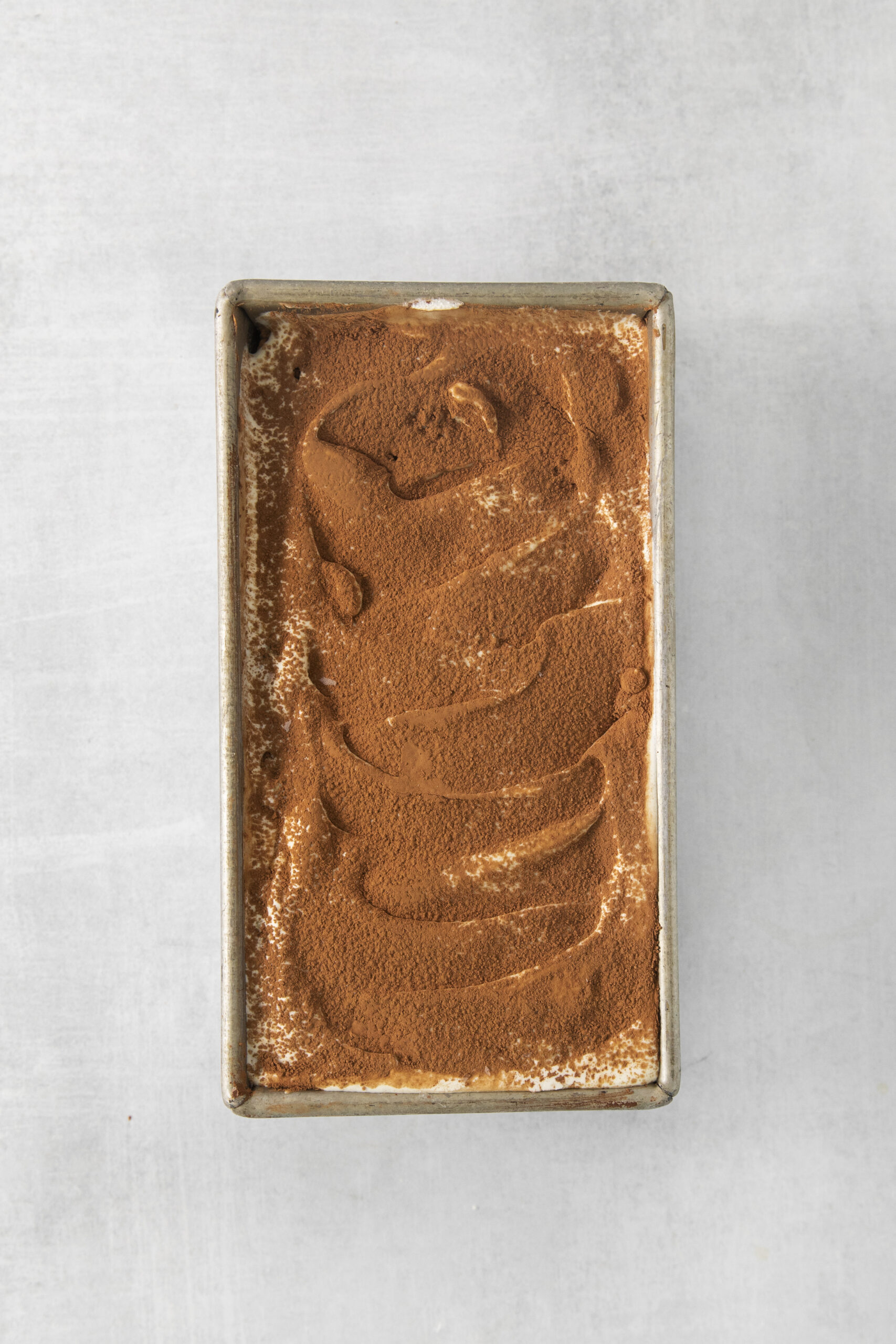 tiramisu ice cream in a loaf pan